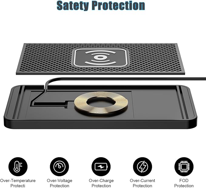 Wireless Charging Pad for Car for Land Range Rover Evoque II (L551) 5Door 2019-2023-pr, 15W Fast Wireless Charger Mat Non-Slip Silicone Car Center Console Phone Charging Pad,A/15W-Type-c