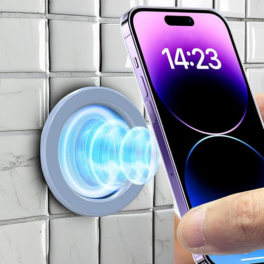 3 Pack Wall Mount Magnetic Phone Holder for iPhone 17/17 Pro/17 Pro Max/Air/16 15 14 13 12 Pro Max Plus mini, Hands-Free Magnet Shower Mirror Cell Phone Holder/Car Sticker Phone Stand, Blue