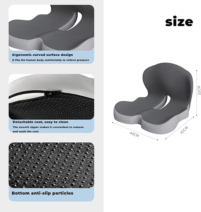 Back and Seat Cushion, Soothe+Cushion,Car Seats with Lumbar Support,Memory Foam Non Slip Skin with Back Support for Office Chair, Car (Color Matching C)