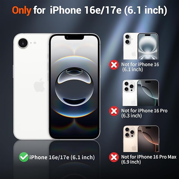 SUPFINE Magnetic for iPhone 17e Case/iPhone 16e Case with Screen Protector (Compatible with MagSafe)(Military Grade Drop Protection) Translucent Matte with Anti-Fingerprint Phone Case,Deep Blue