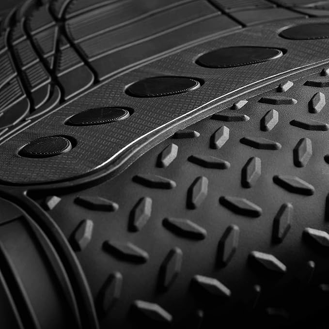 FH Group Automotive Floor Mats - Heavy-Duty Footprint Design Rubber Floor Mats for Cars, Universal Fit Full Set, Climaproof Floor Mats, Trimmable Floor Mats for Most Sedan, SUV, Truck Floor Mats Blue