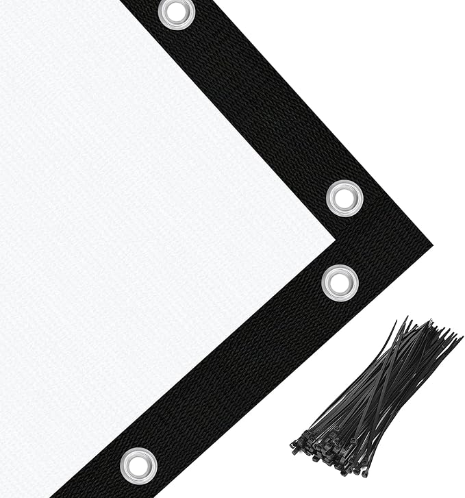 Amagenix 90% Pergola Shade Cover 6' X 20' Sun Shade Cloth with Grommets for Outdoor Garden Patio Porch, Commercial Grade 200 GSM - Cable Zip Ties Included (We Customized) GN108, White