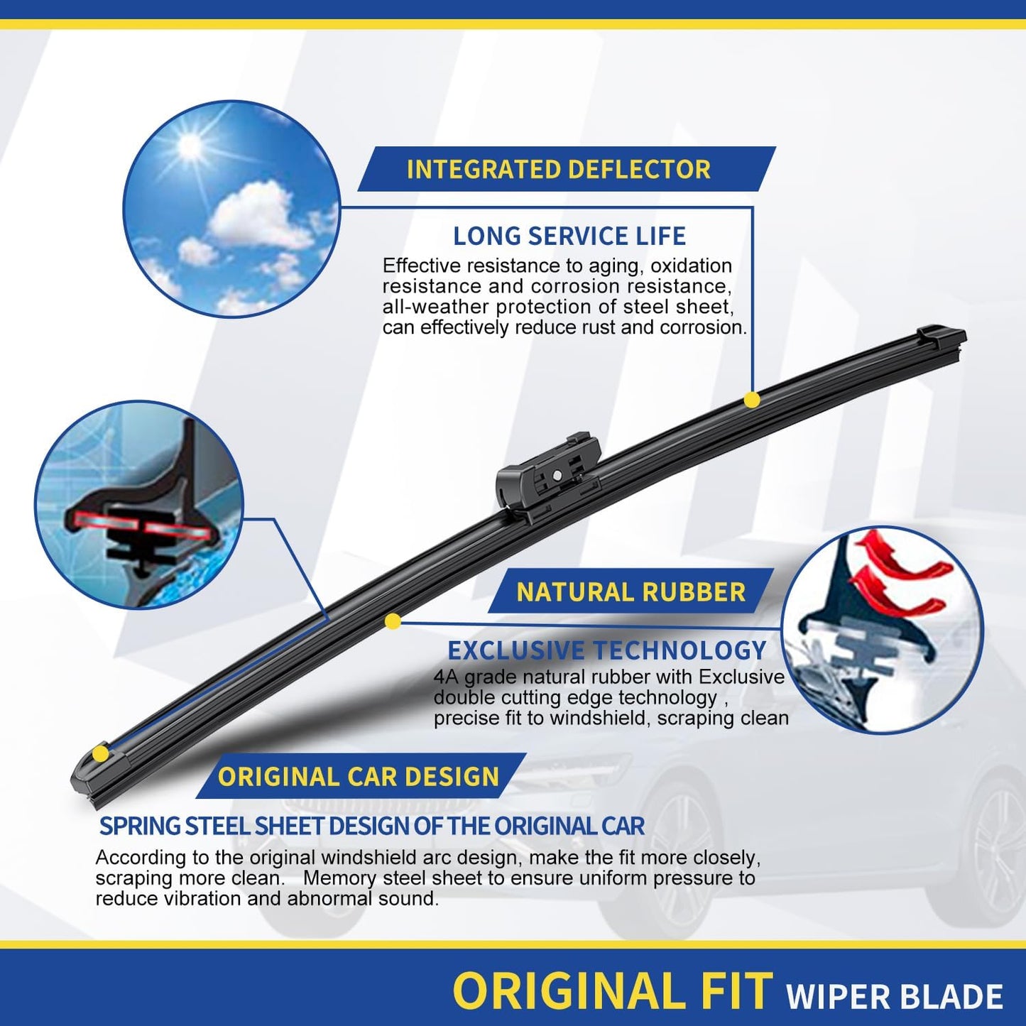 3 wipers Replacement For 2017 2018 2019 2020 2021 2022 2023 Mini Cooper Countryman, Windshield Wiper Blades Original Equipment Replacement - 23"+21"+10" (Set of 3) Top Lock
