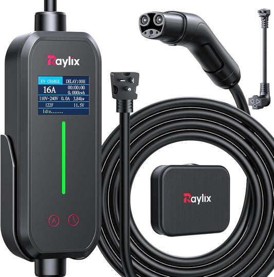 2025 Upgraded Level 1&2 Tesla Charger, 8-16A Adjustable Current, Timer & Smart Display, Tesla Mobile/Home Charger, 21Ft Charging Connector for Model Y/3/X/S/Cybertruck, NEMA 5-15 & 6-20 Plug, 110-240V