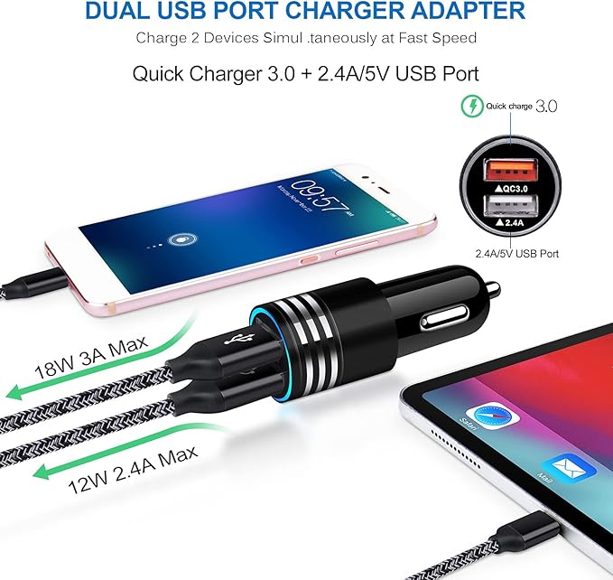 USB C Fast Charger for Samsung Galaxy S26/S25/S24/S23/S22/S21 Ultra/S20 Note 20 A57 A37 A17 A56 A16 A35 A54 A13 A53 A12 A32 A21 A51 A71 A50,Quick Charge 3.0 Wall Charger Car Adapter 6FT Type C Cable