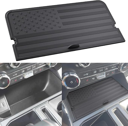 Center Console Compartment Cover for Ford F150 2021-2025 & Lightning XLT 2022-2024, Front Interior Storage Cubby Lid Hidden Secret Pocket Panel (For Open Pocket in Front of Shifter) (USB Hole)