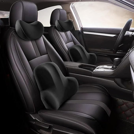 Car Headrest & Lumbar Support Cushion for Kia Sportage NQ5 2023, Ergonomic Memory Foam Seat Headrest Neck Rest Cushion Travel Kit Removable for Neck Back Pain Relief,Black