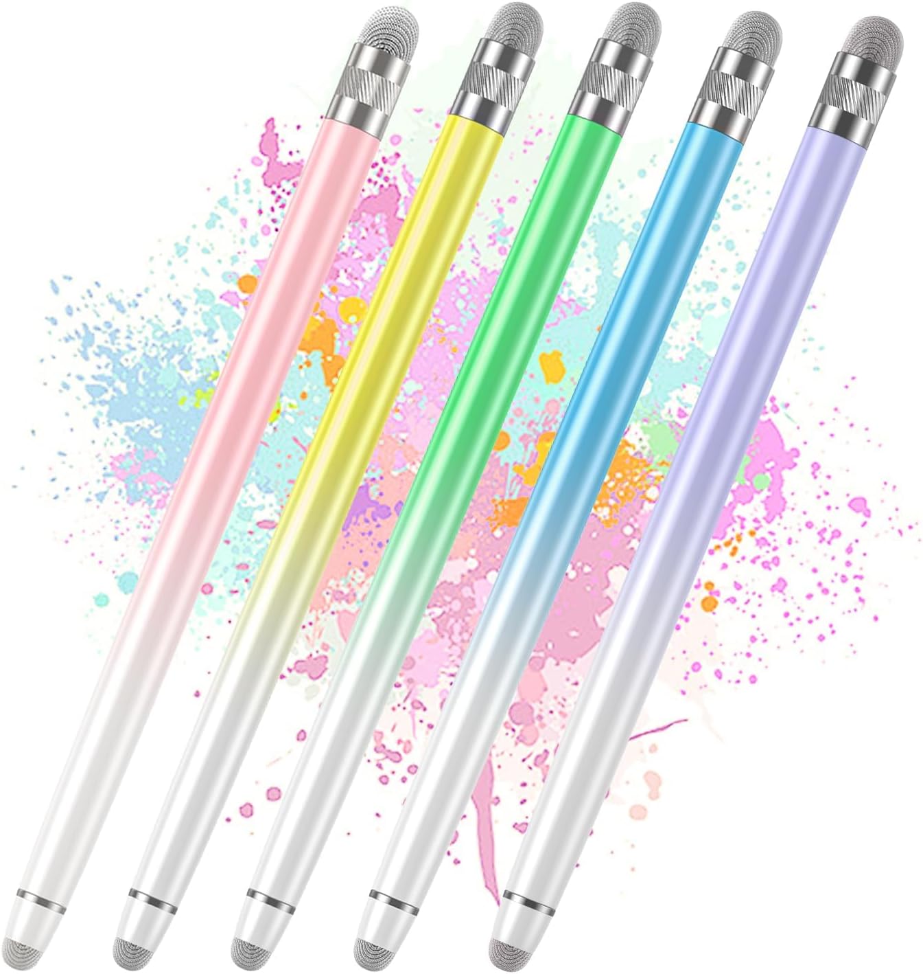 5PCS Stylus Pens for Touch Screens, Stylus Pen for iPhone/iPad/Tablet Android/Microsoft/Surface, Compatible with Touch Screens (Purple/Pink/Blue/Green/Yellow)