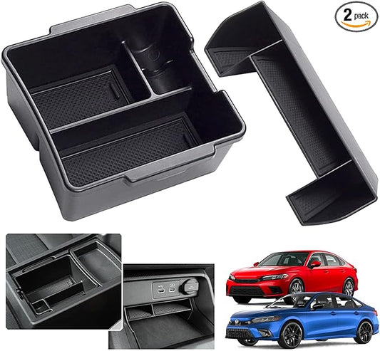 2025 2024 2023 Civic Center Console Organizer Tray for 2023 2022 Honda Civic 11th Gen Sedan Hatchback Touring EX Sport Civic 2022 Accessories 2023 Central Console Organizer Insert Tray(2pcs)-S