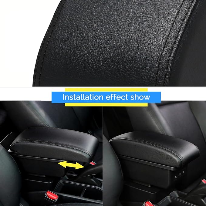 AULPHIKE Compatible with Nissan Versa Armrest 2007-2011 Car Center Console Organizer Armrests Double Layer Storage with 3 USB（Black）