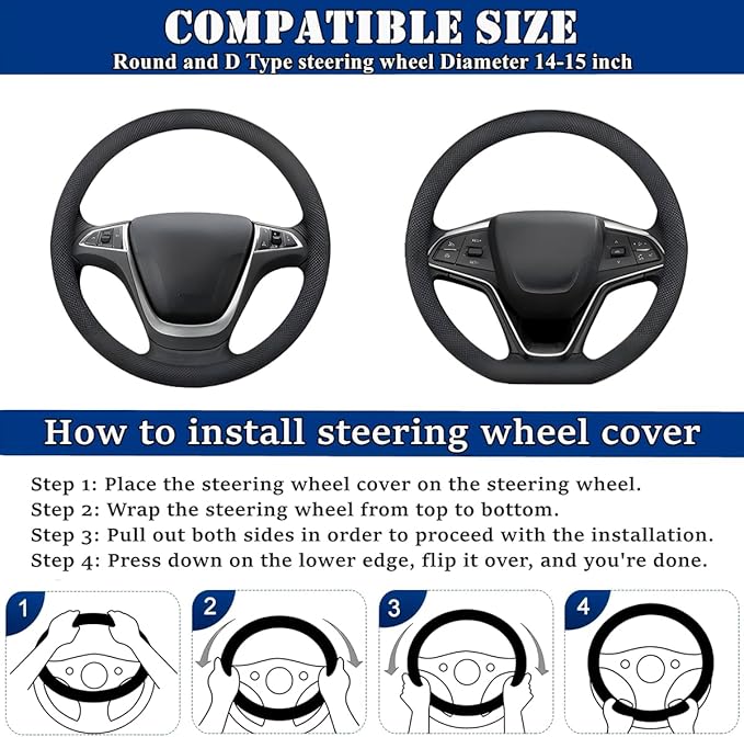 Soft Leather Car Steering Wheel Cover, Universal 15 Inch Colorful Rhinestones Anti-Slip Elastic Steering Wheel Covers for Most Cars, Sparkly Crystal Diamond for Women Girls (Orange)