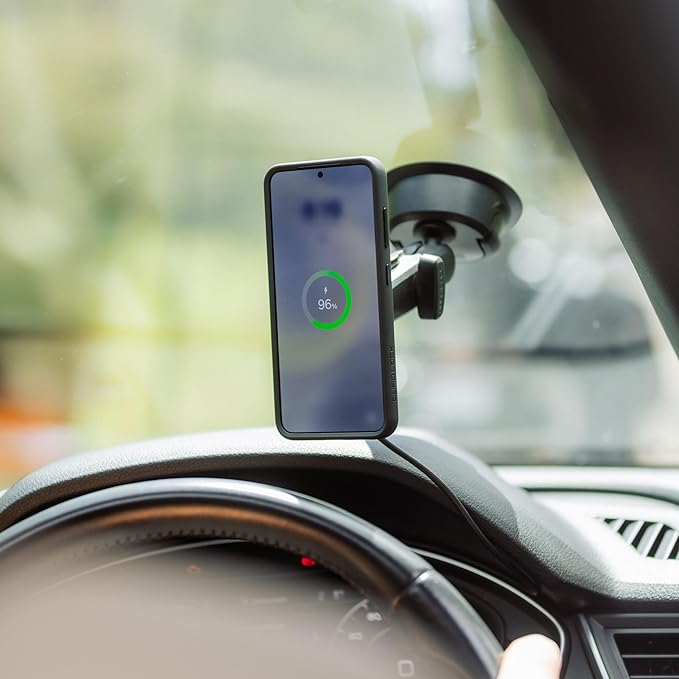 Quad Lock Heavy Duty Suction Car Phone Mount with MAG Phone Case and MAG Wireless Charging Head for iPhone 17 Pro Max