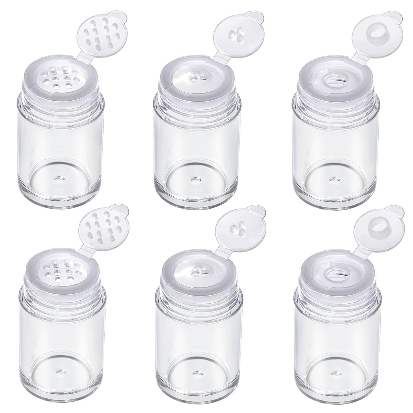 RAYNAG 6 Pieces Mini Empty Loose Powder Bottle Travel Cosmetic Glitter Powder Eye Shadow Shaker Bottle with Sifter and Lids (3 Style)