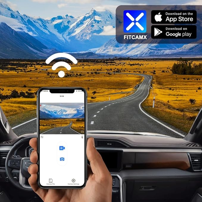 Fitcamx Front 4K+Rear 1080P Dash Cam Adapts for GMC Sierra 2020-2026 (HD2-6272, Check Vents Amount), OEM Look, Dual HD Video, WiFi & APP, Loop Recording G-Sensor, Easy to Use, 2 Cables/128GB Card