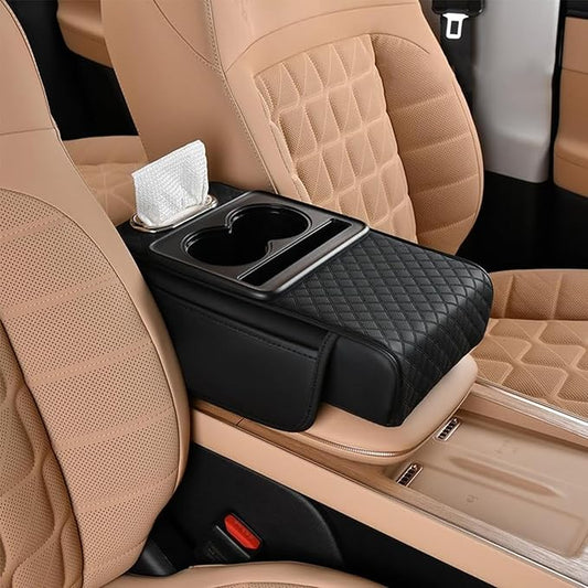Car Armrest Cushion for Honda Civic 2012 2013 2014 2015, Leather Arm Rest Cover Center Console Armrest Pillow Armrest Storage Box Pad Multifunctional Accessories Interior Organizers,A/Black