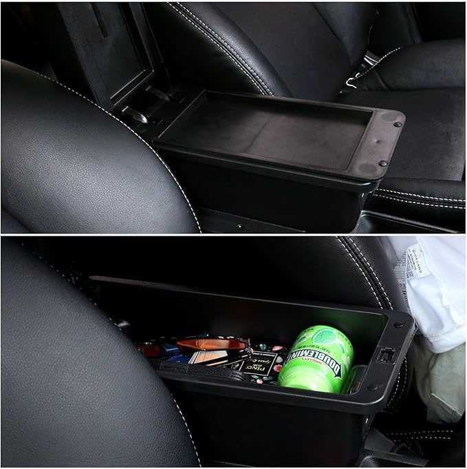 AULPHIKE Compatible with Nissan Note Armrest 2016-2018 Car Center Console Organizer Armrests Double Layer Storage with 3 USB（Black）