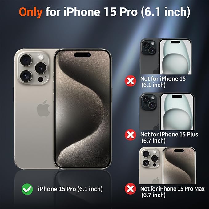 SUPFINE Magnetic for iPhone 15 Pro Case with Screen Protector (Compatible with MagSafe) (Military Grade Drop Protection) Translucent Matte Shockproof Phone Cover,Dark Blue