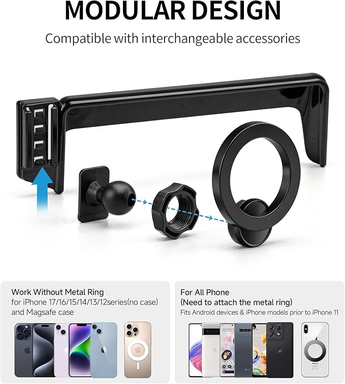 Car Phone Holder for Audi A4&S4 17-19 Accessories /Q5 18-20 / A5 18-19/7-inch Screen Fixed Clip, Phone Mount Compatible with MagSafe, 360° Rotation Cell Phone Holder
