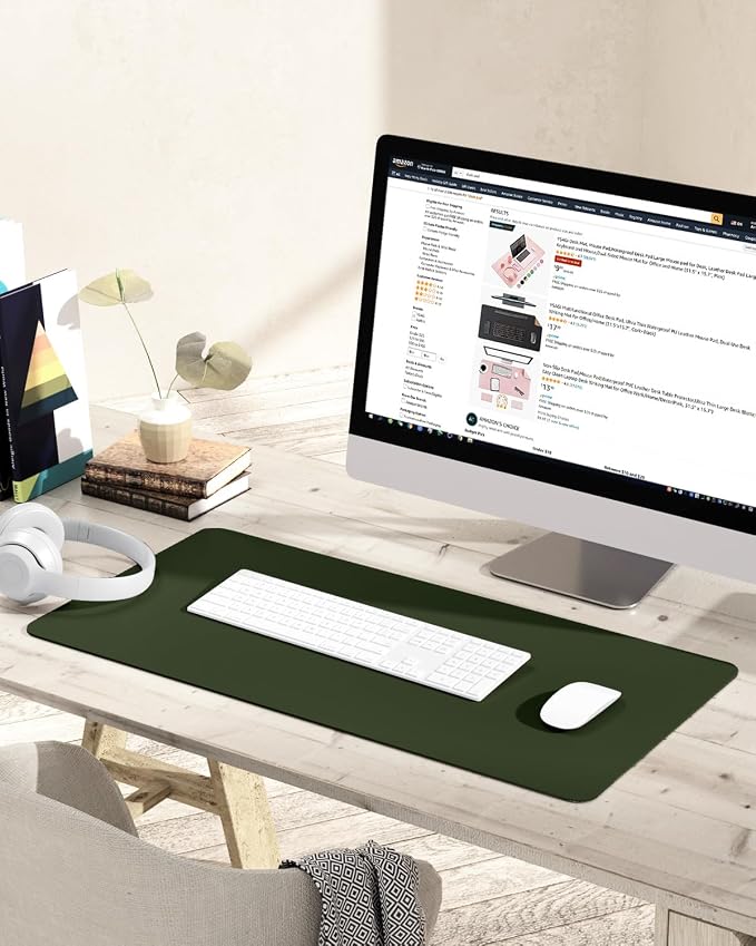 YSAGi Non-Slip Leather Desk Pad, Waterproof Laptop Computer Desk Keyboard Mat