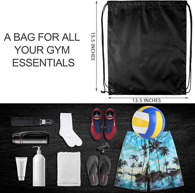 GoodtoU Backpack Drawstring, 16.5"x13.3" Nylon Gym Bag, 80Pcs Bulk Pack, Black