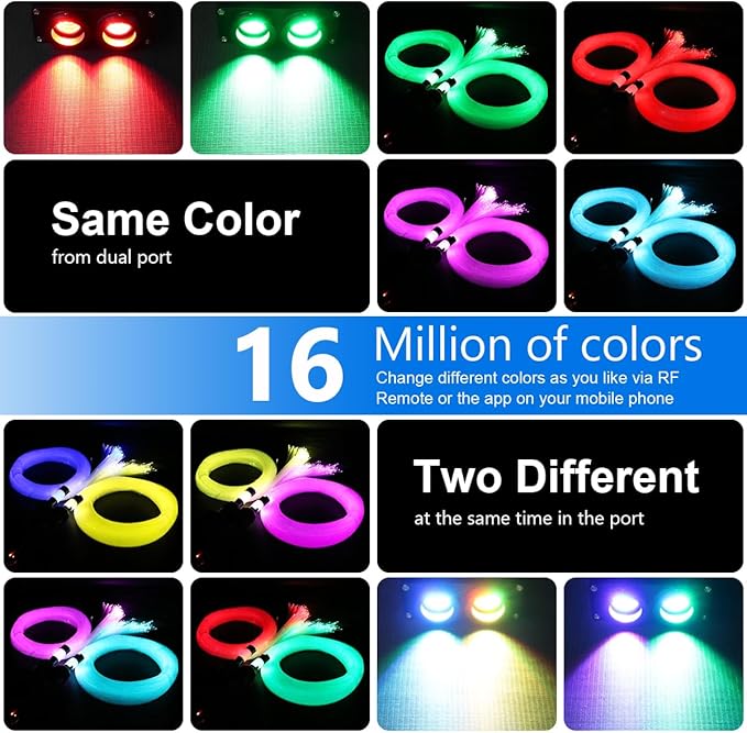 AZIMOM Dual Color 32W 1100pcs Sound-Activated Fiber Optic Starlight Headliner Kits 0.03in 13.1ft Fiber Strands APP/Bluetooth Remote Control Music Sensory Star Ceiling Home Car Roof Decor