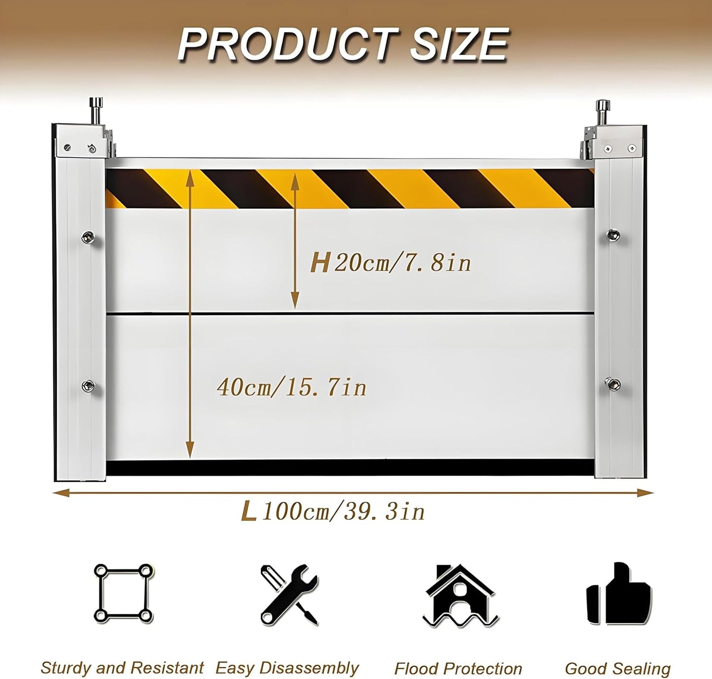 Flood Barriers for Home Exterior,Aluminum Alloy Outdoor Garage Doors Water Barriers for Flooding(H39.4Inch,L6FT)
