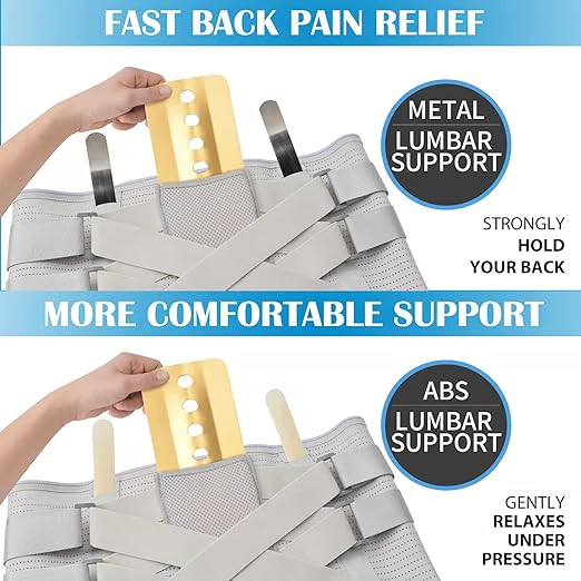 Back Brace for Lower Back Pain Relief - Back Support Belt for Women & Men, Lower Back Brace for Herniated Disc, Sciatica. Removable Stays for Lower Back Support with 2 Different Hardness Sets (XX-Large, Grey)