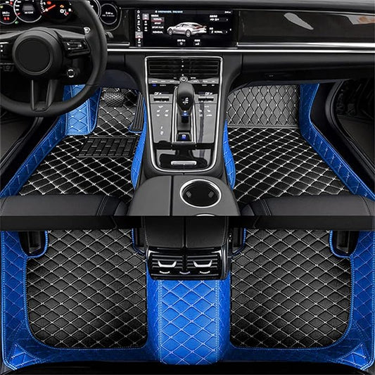 Car Floor Mats Automotive Floor Mats Vehicle Specific All Weather Protection Custom Compatible with Most of 98% Cars SUVs (Blue and Black)