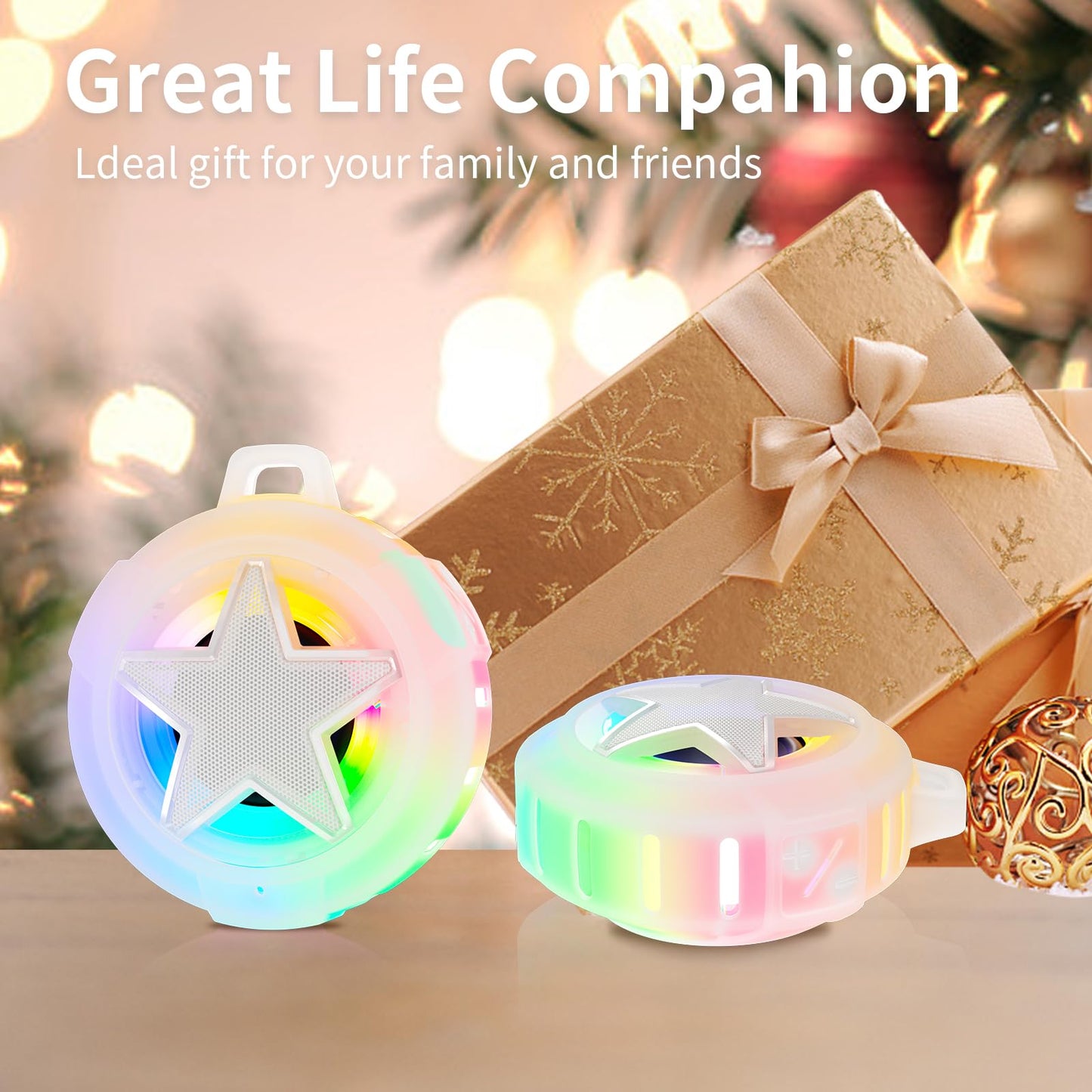 EBODA Bluetooth Shower Speaker, IP67 Waterproof Portable Speakers, Floating, TF Card, Small Outdoor Speaker with LED Light, True Wireless Stereo for Bike, Beach, Paddle Board, Kayak, Pool, Gifts