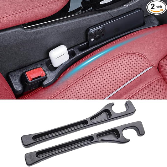 Car Seat Gap Filler, car in between seat catcher 2-Pack No-Drop Seat Side Gap Seam Filler Organizer, Universal filler between car seat and console (Black)