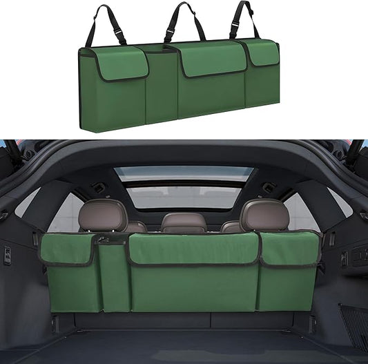 Car Trunk Organizer, Backseat Hanging Large Storage with Adjustable Straps,Waterproof PVC Collapsible Cargo Bag, Car Interior Accessories for Auto SUV MPV (Green)