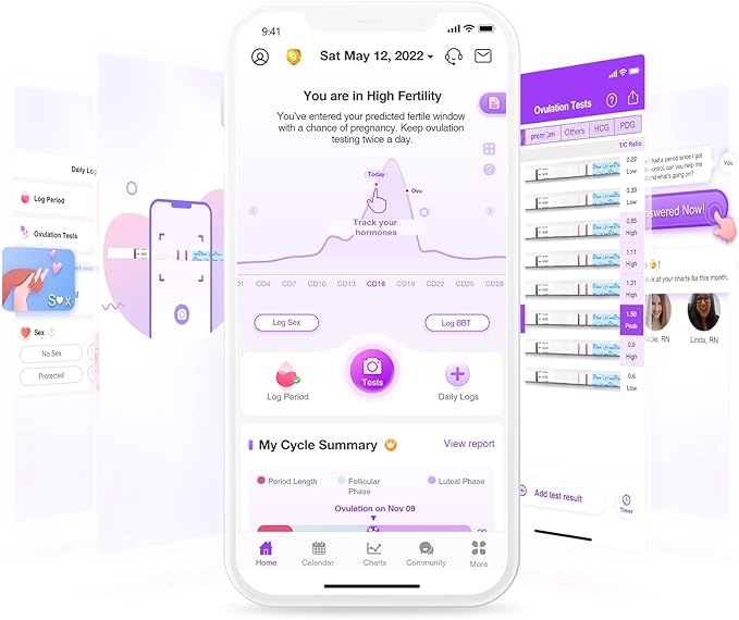 Easy@Home Ovulation Test Strips Powered by Premom Ovulation Predictor APP, FSA Eligible, 40 Ovulation Test and 10 Pregnancy Test Strips, 40LH +10HCG | Package May Vary