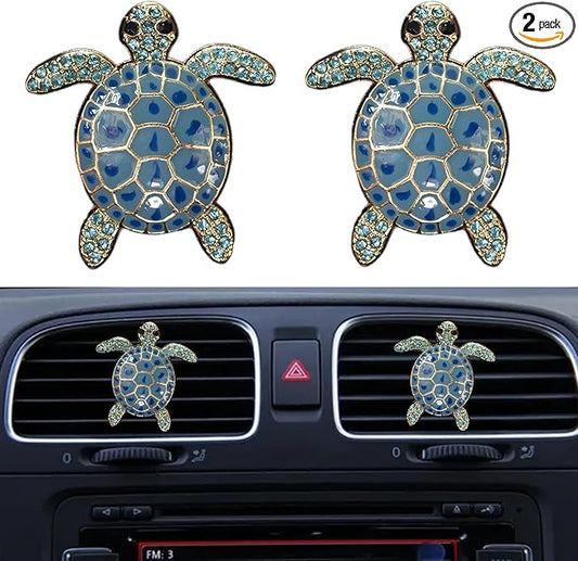 Car Air Freshener Women Car Vent Clips Decorations 2 PCS Cute Sea Turtles Car Interior Accessories Car Vent Diffuser (Blue Sea Turtle, 1.6 inch)