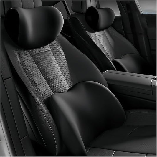 Car Lumbar Support Pillow and Car Neck Pillow Kit for Mitsubishi Mirage 2014-2020 2021 2022 2023 2024 2025 2026, Car Seat Neck Back Rest Pillows, Ergonomic Car Seat Headrest & Lumbar Cushion