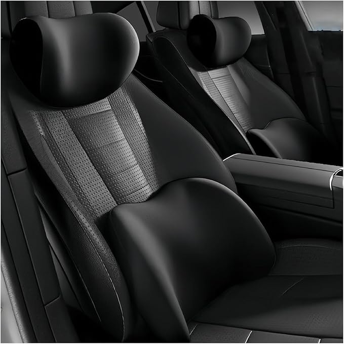 Car Lumbar Support Pillow and Car Neck Pillow Kit for Subaru BRZ 2012-2020 2021 2022 2023 2024 2025 2026, Car Seat Neck Back Rest Pillows, Ergonomic Car Seat Headrest & Lumbar Cushion