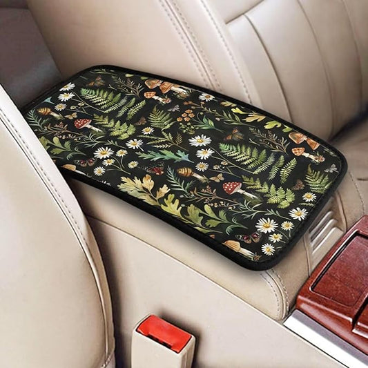 Car Armrest Cushion Pad Mushroom Center Console Cover Boho Green Car Accessories Interior Organizers Auto Center Console Arm Rest Covers