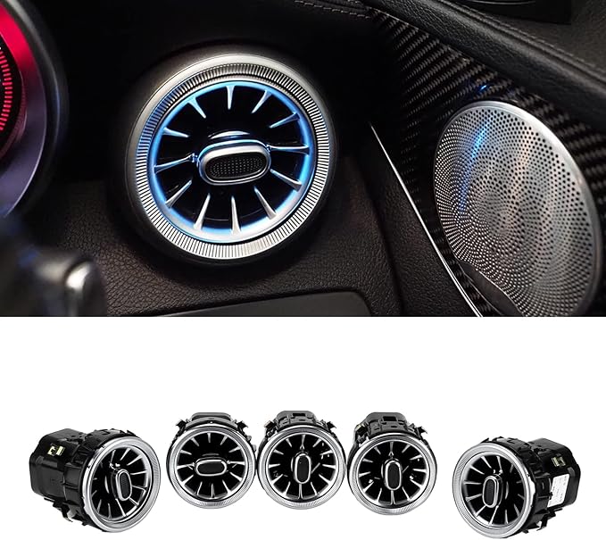 Turbine Air Vent,LED Front Turbine Ambient Light,5pcs Air Vent Ambient Light Kit Replacement Compatible for Benz C GLC Class W205 X253 2015 2018