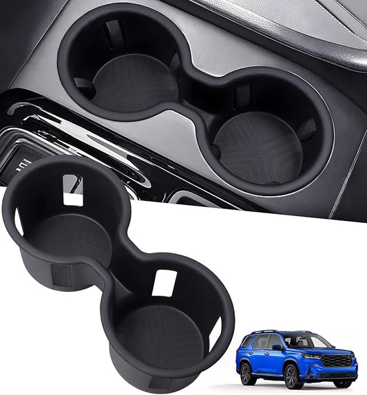 Car Center Console Cup Holder Inserts for Honda Pilot 2023-2026 & Passport/Ridgeline 2024-2026, TPE Interior Accessories Cup Holder Protector for 23-25 Pilot & 24-26 Passport/Ridgeline, Black