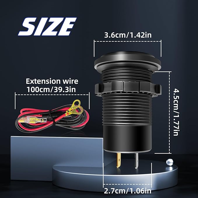 12V USB Outlet, 3 Port Charger Socket 12V/24V Car USB Charger Socket for Car Boat Marine Bus Truck Golf RV Motorcycle and More 1-Pack