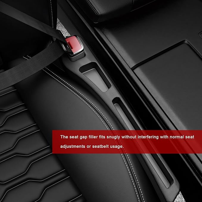 2 PCS Car Seat Gap Filler Organizer, No Drop Vehicle Seam Plug Organizer with Storage Slot, Multifunctional Console Side Gap Filler for Most Vehicles, Car Accessories (Black)