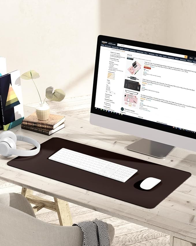 YSAGi Non-Slip Leather Desk Pad, Waterproof Laptop Computer Desk Keyboard Mat