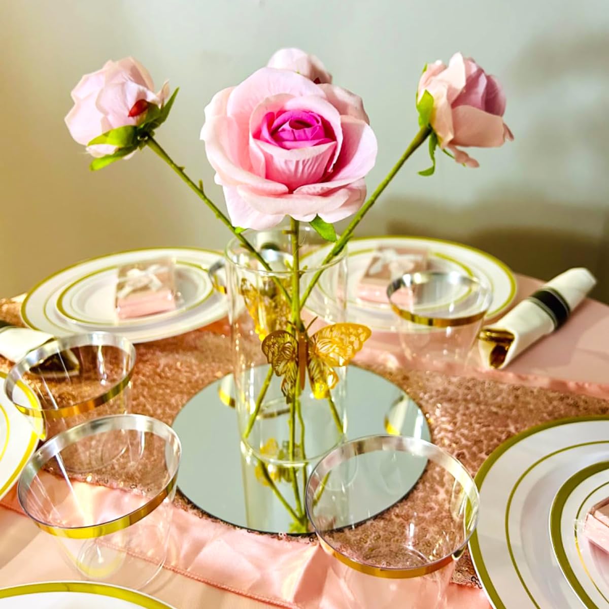 16Pack Round Mirror Centerpieces for Tables, Acrylic Round Mirror Trays Plates Decoration Circular Plate for Table Centerpiece Candles Wedding Baby Shower Christmas Party Decor Crafts (10inch)