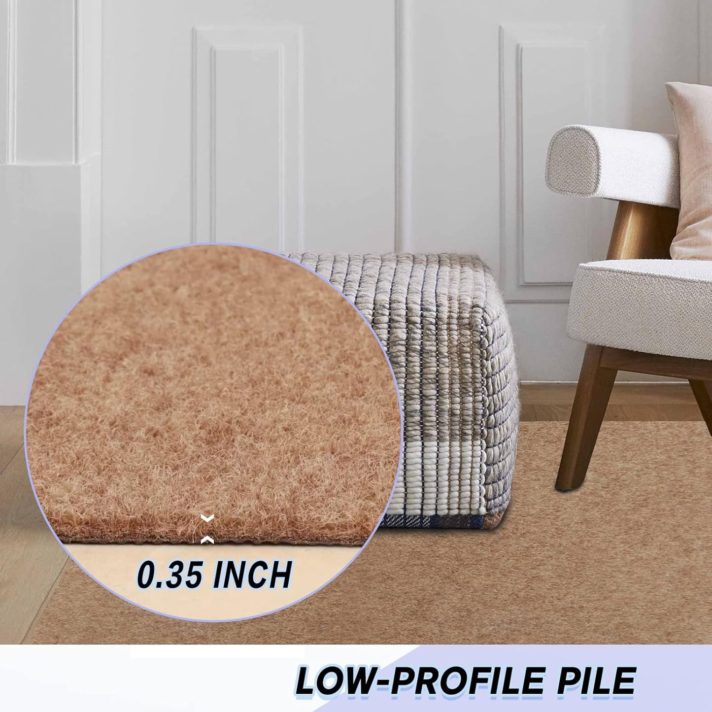 Custom Size Backed Non-Slip Area Rugs Runner, Easy Clean, Waterproof Runner Rugs for Hallway Entryway, Kitchen, Laundry, 4FT x 23FT, Beige
