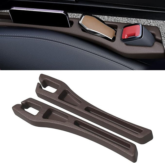 2PCS Car Seat Gap Filler Organizer, Multifunctional Car Gap Filler Organizer Storages Function for Storing Phones Keys Cards, Universal No Drop Seat Guard for Cars ﻿ (Brown)
