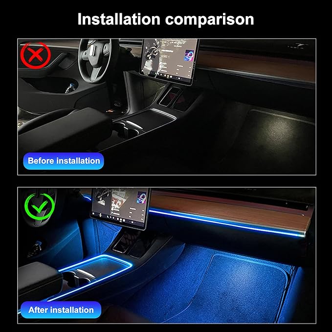 Car Atmosphere Light Kit 8m Fiber Optic Multicolor Sound Active Music Sync Memory Function RF Remote Controller + Bluetooth APP Control 64 Colors USB Car Interior Footwell Ambient Lighting Kit