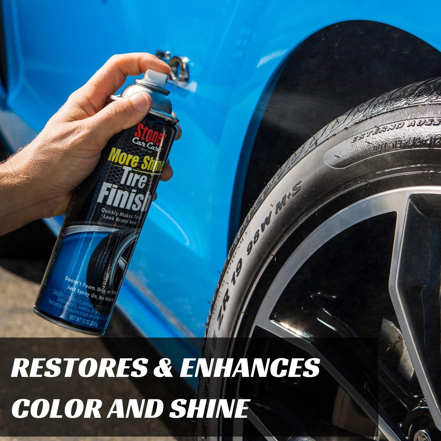 Stoner Car Care 91094-6PK More Shine Tire Finish for Tire and Wheel Care Creates a Long-Lasting, Rain-Resistant Tire Shine, Makes Faded Tires Look New, Non-Greasy Formula, 12 Oz, Pack of 6