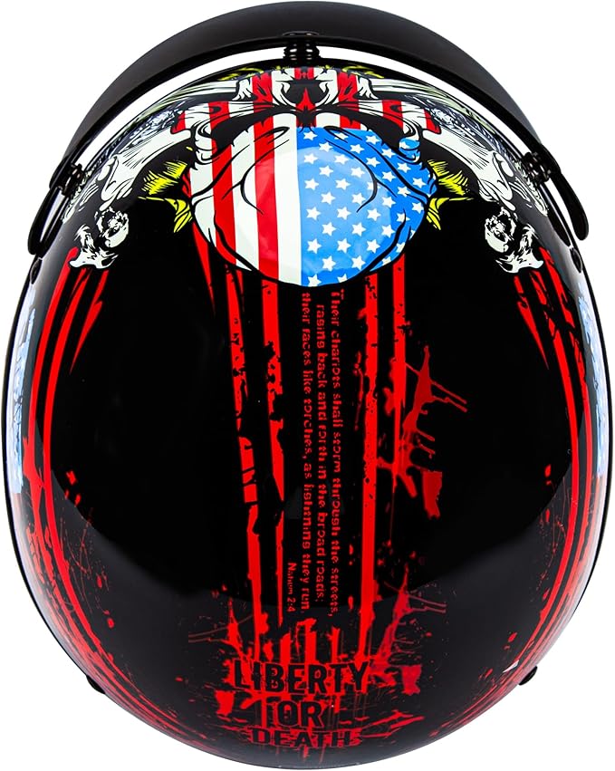 Cartman Cruiser Scooter Motorcycle Half Face Helmet, American Flag Skull USA Graphics, DOT Approved for Bike Scooter ATV UTV Chopper X-Large