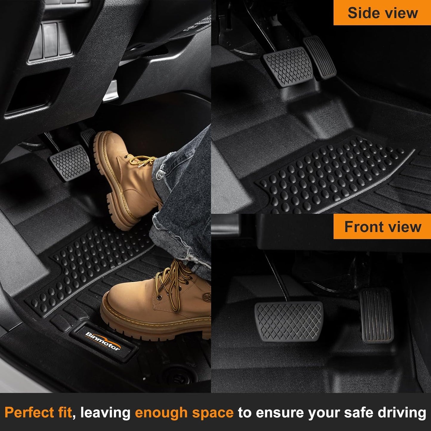 Binmotor-Floor Mats for Ford Focus 2012-2018, S | SE | ST | SEL | Titanium, 1st & 2nd Row, TPE All Weather Car Mats Rubber Liners for Ford Focus Accessories