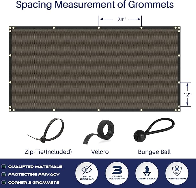 Windscreen4less Privacy Fence Screen Heavy Duty Windscreen Fencing Mesh Fabric Shade Net Cover with Brass Grommtes for Outdoor Wall Garden Yard Pool Deck, 8'x256' Brown