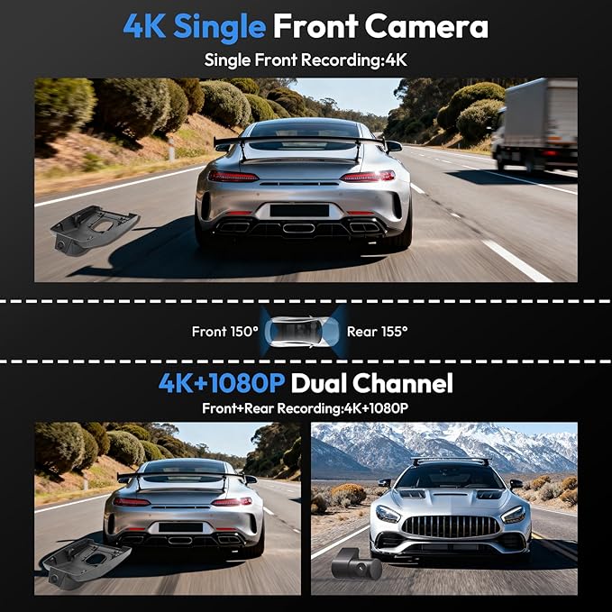 4K &1080P Dash Cam for 2024 2025 2026 Toyota Grand Highlander XLE Limited Platinum (AS10),OEM-Style, UHD 2160P Video,Built-in WiFi & APP,Loop-Recording,G-Sensor,Plug & Play,128GB Card